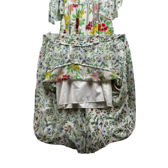 Nanette Lepore Floral Cold Shoulder Maxi Dress Ruffle Hem Summertime‎ Dress Sz 6 - Picture 8 of 10
